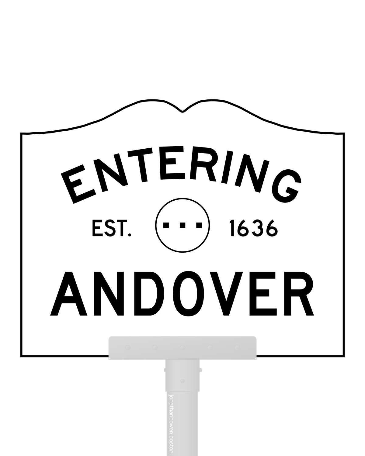 Andover, Massachusetts, appears on a municipal entry sign marked EST. 1636.