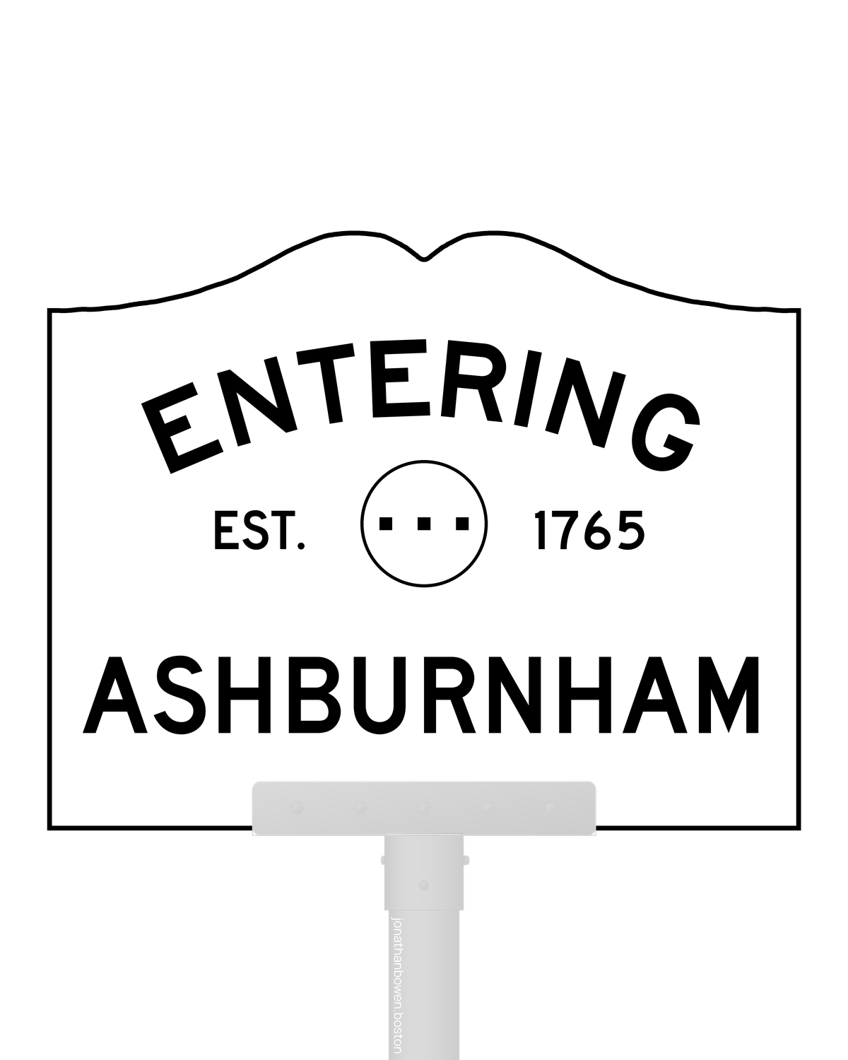 Ashburnham, Massachusetts, appears on a municipal entry sign marked EST. 1765.