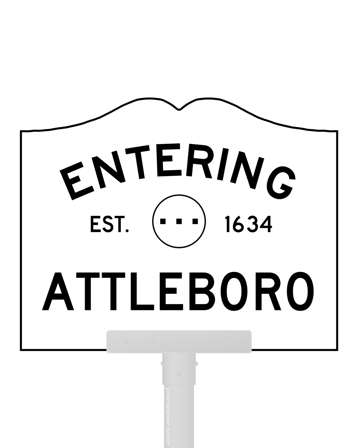 Attleboro, Massachusetts, appears on a municipal entry sign marked EST. 1634.
