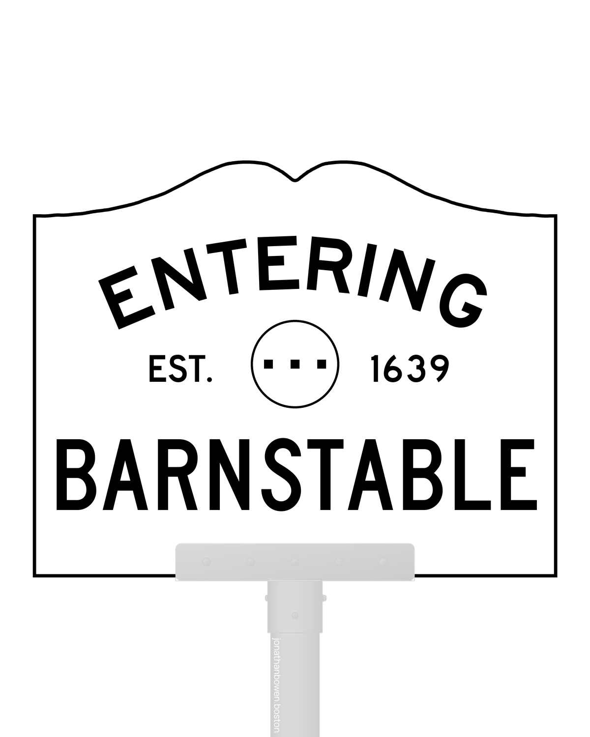 Barnstable, Massachusetts, appears on a municipal entry sign marked EST. 1639.