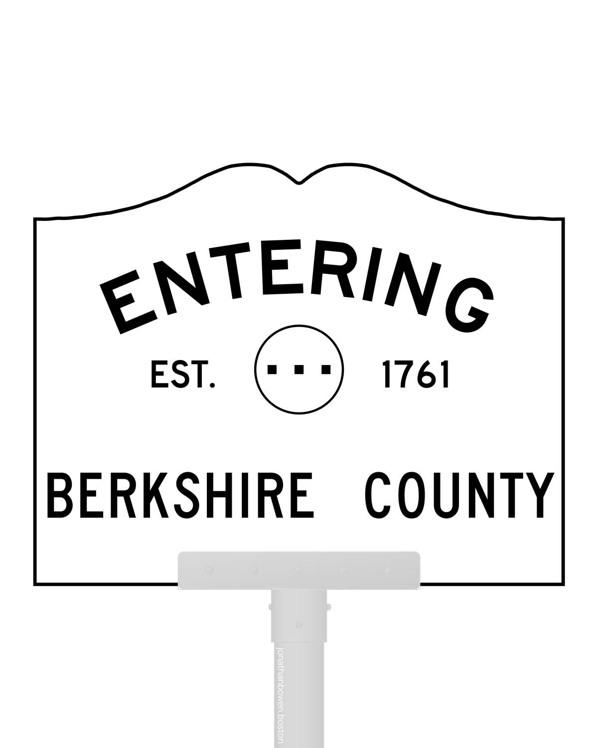 County entry sign for Berkshire County, Massachusetts, marked EST. 1761.
