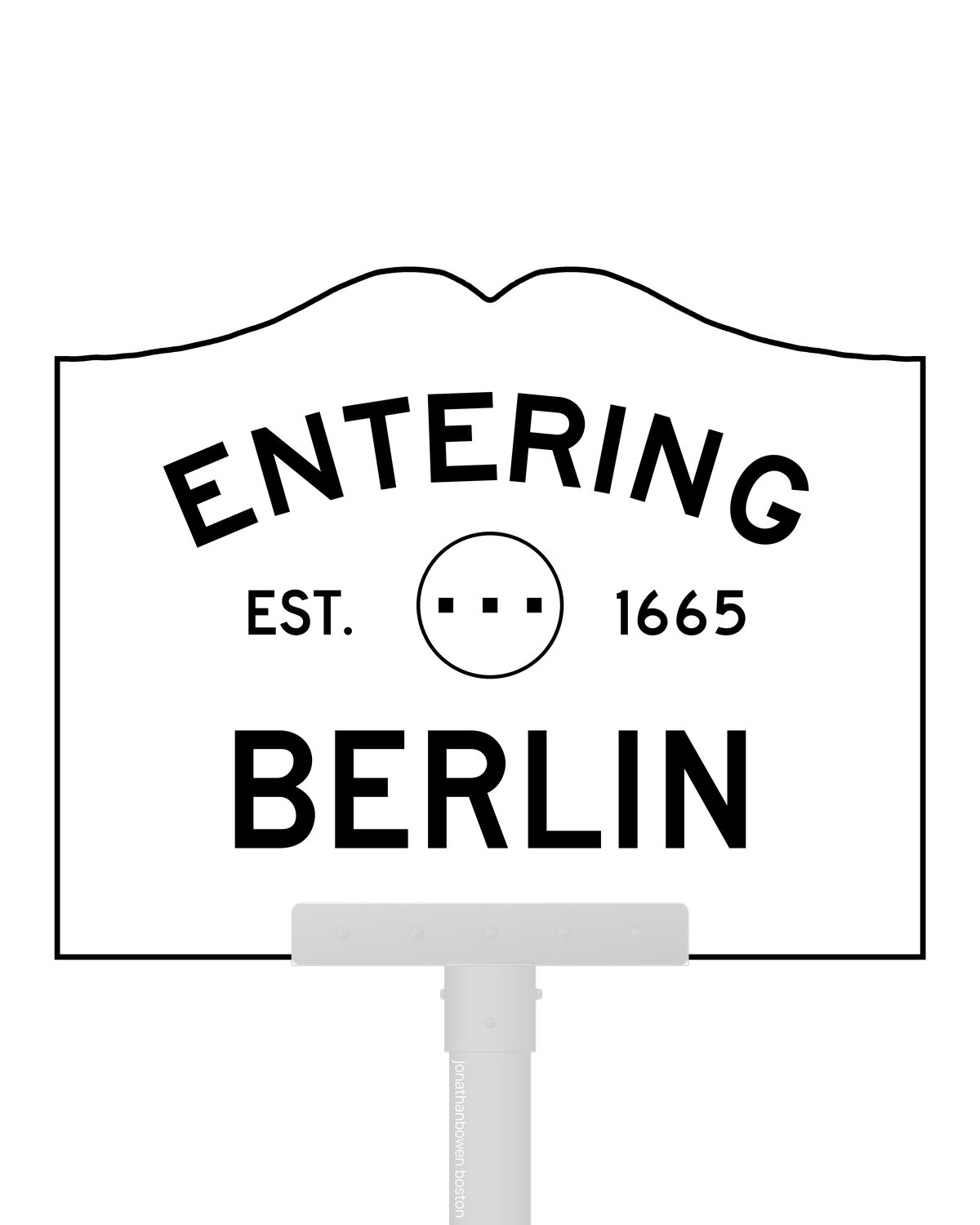 Berlin, Massachusetts, appears on a municipal entry sign marked EST. 1665.