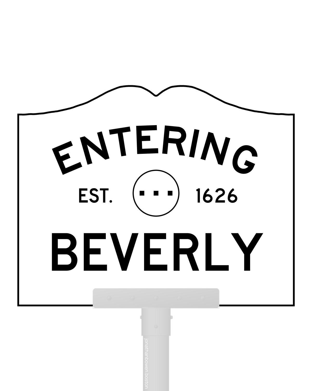 Beverly, Massachusetts, appears on a municipal entry sign marked EST. 1626.