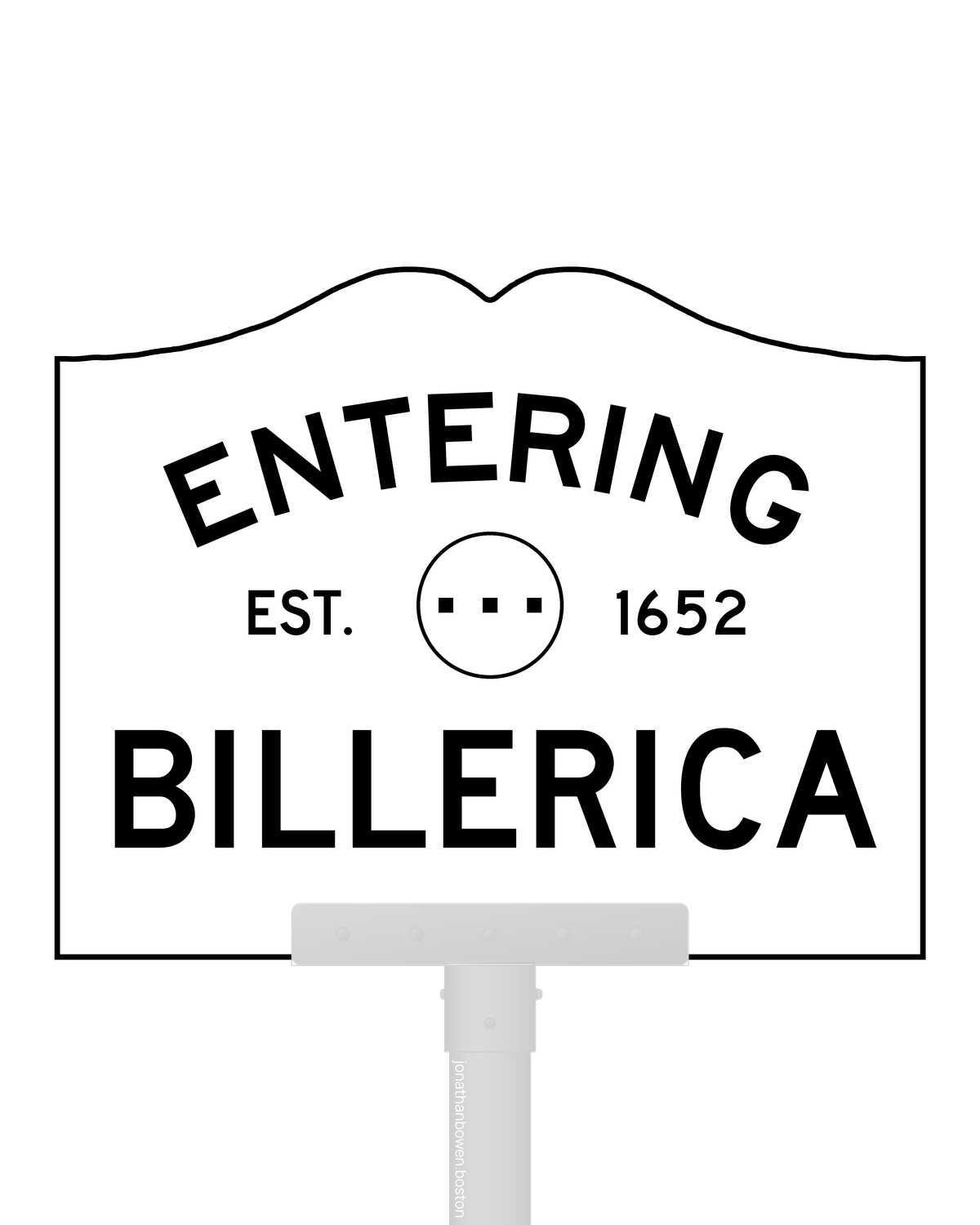 Billerica, Massachusetts, appears on a municipal entry sign marked EST. 1652.