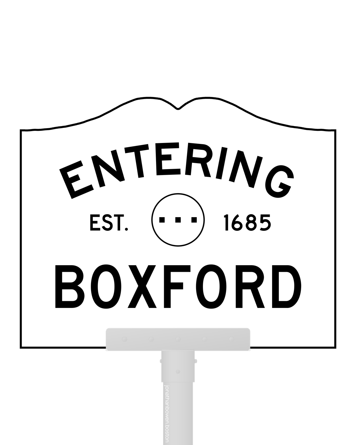 Boxford, Massachusetts, appears on a municipal entry sign marked EST. 1685.