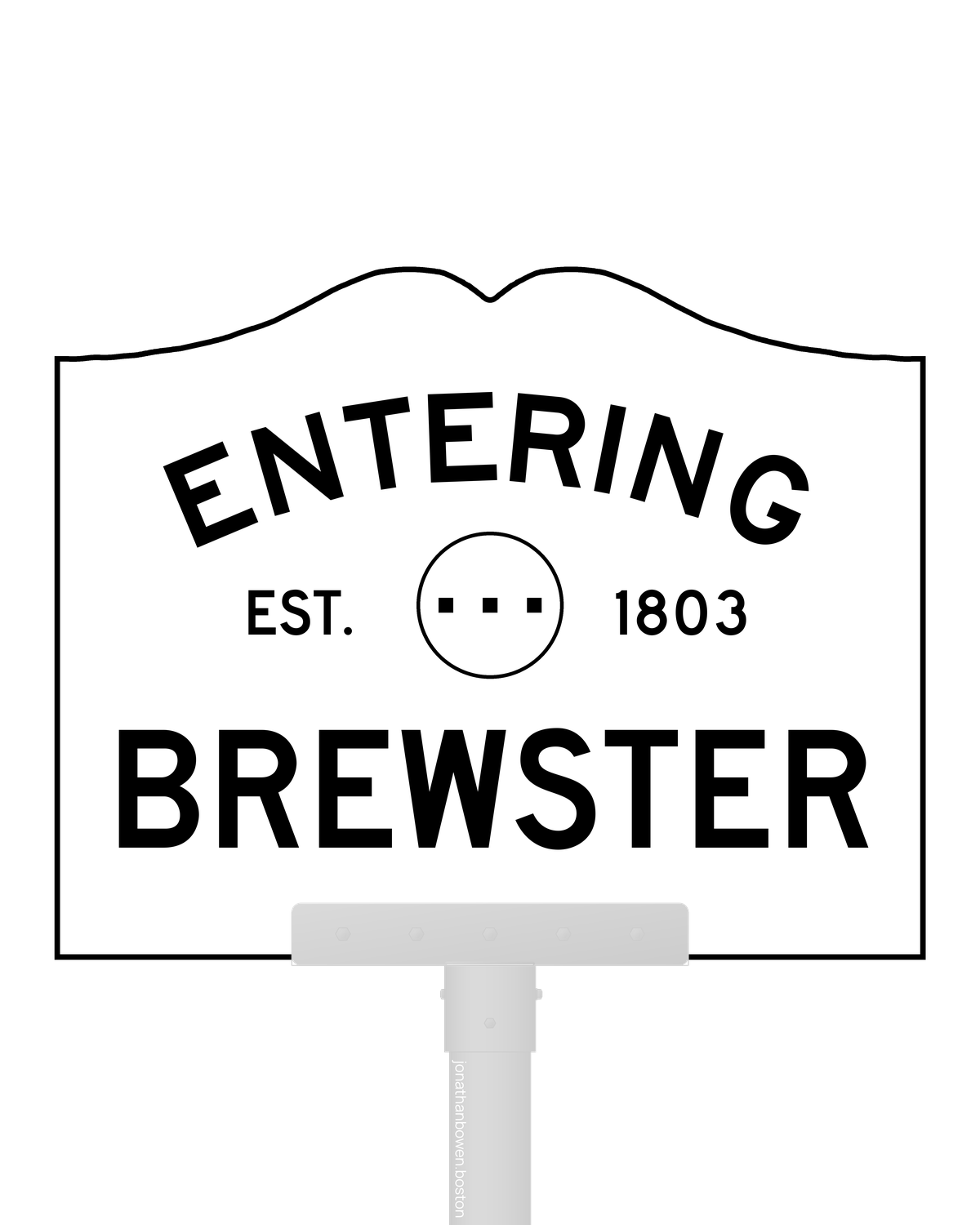 Brewster, Massachusetts, appears on a municipal entry sign marked EST. 1803.