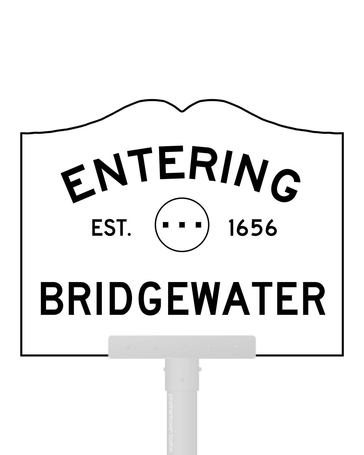 Bridgewater, Massachusetts, appears on a municipal entry sign marked EST. 1656.