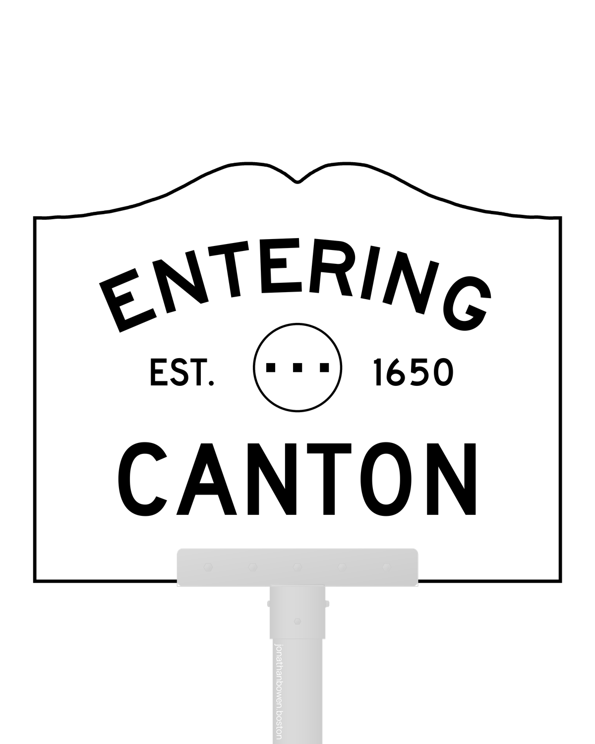 Canton, Massachusetts, appears on a municipal entry sign marked EST. 1650.