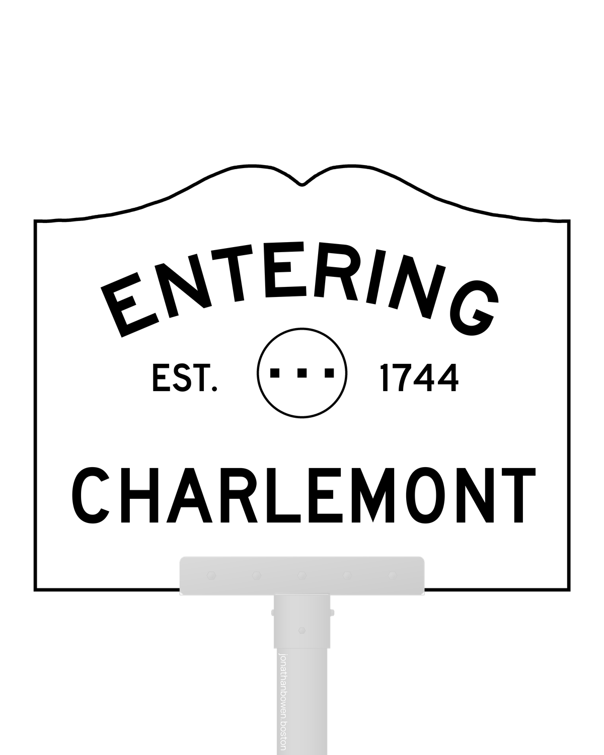 Charlemont, Massachusetts, appears on a municipal entry sign marked EST. 1744.
