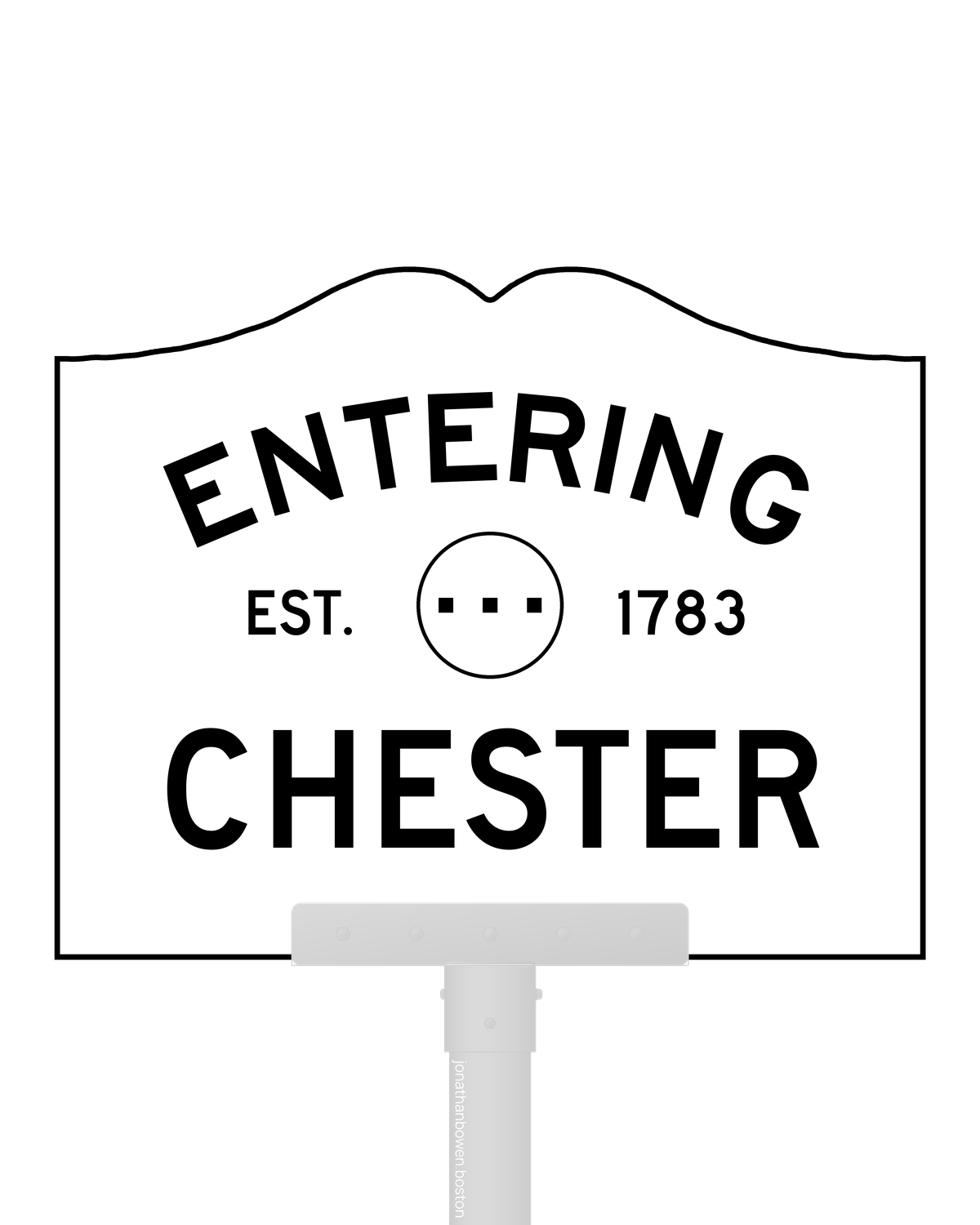 Chester, Massachusetts, appears on a municipal entry sign marked EST. 1783.