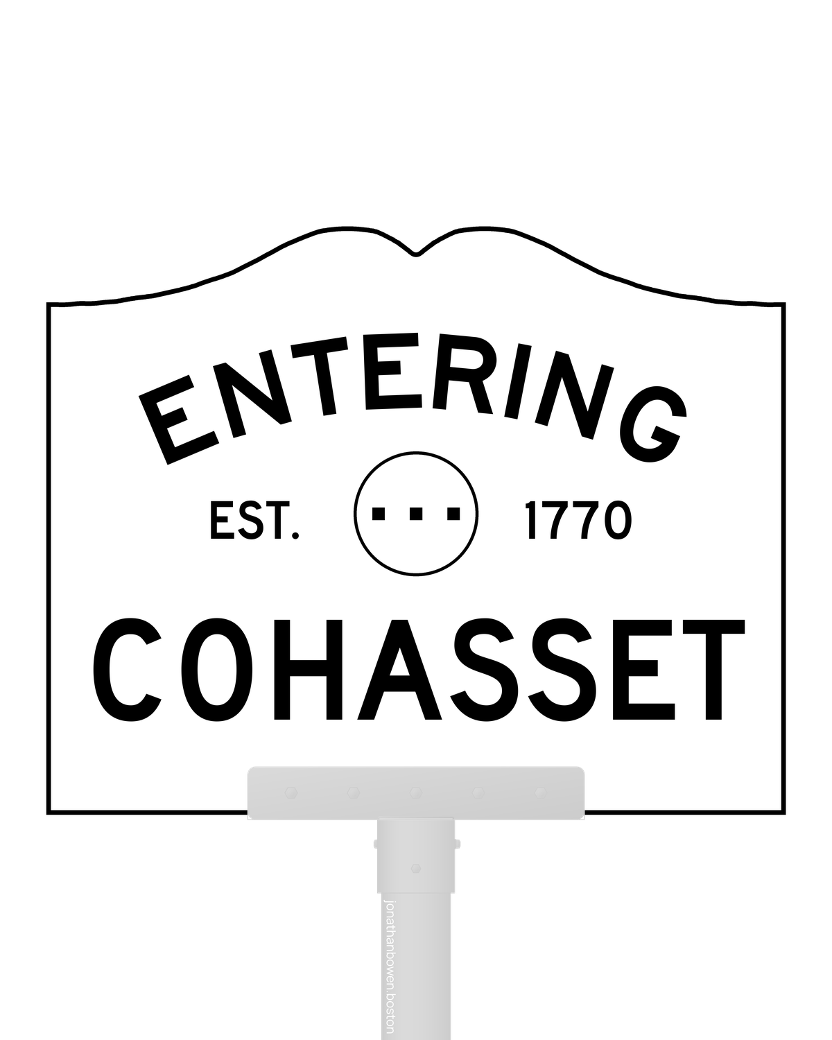 Cohasset, Massachusetts, appears on a municipal entry sign marked EST. 1770.