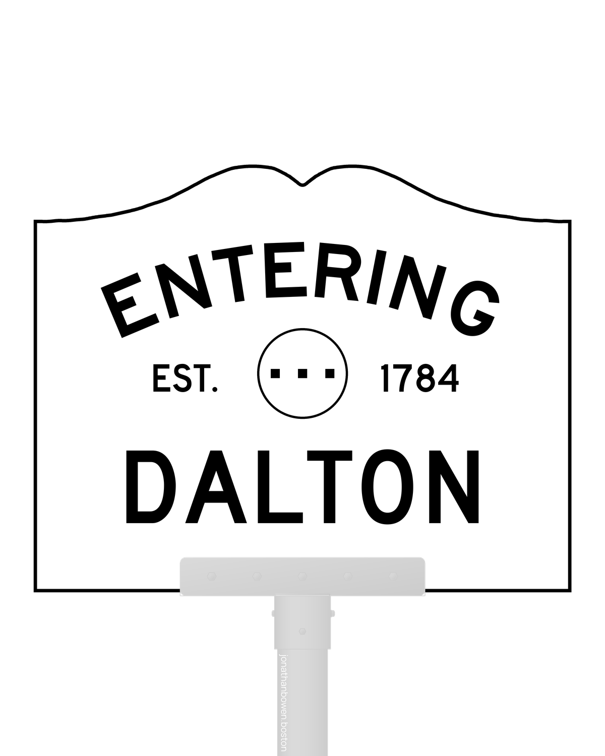 Dalton, Massachusetts, appears on a municipal entry sign marked EST. 1784.