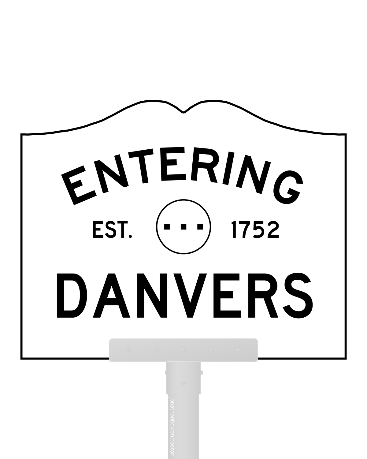 Danvers, Massachusetts, appears on a municipal entry sign marked EST. 1752.