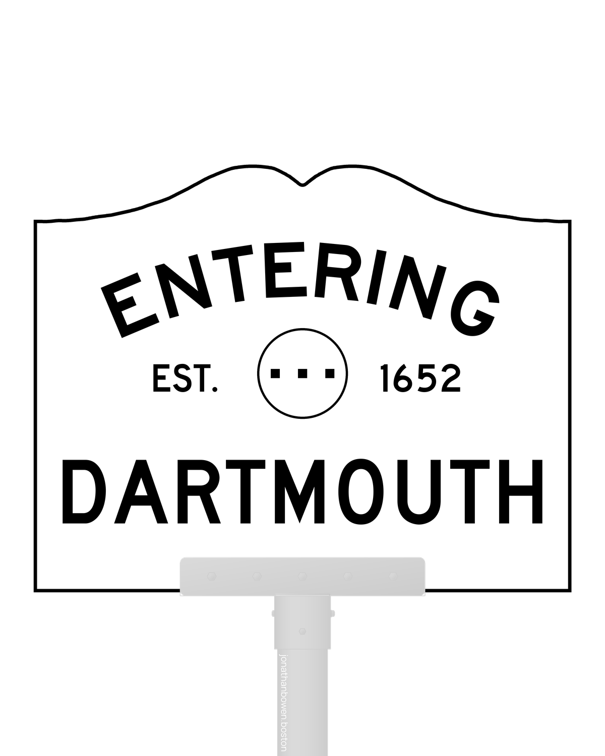 Dartmouth, Massachusetts, appears on a municipal entry sign marked EST. 1652.