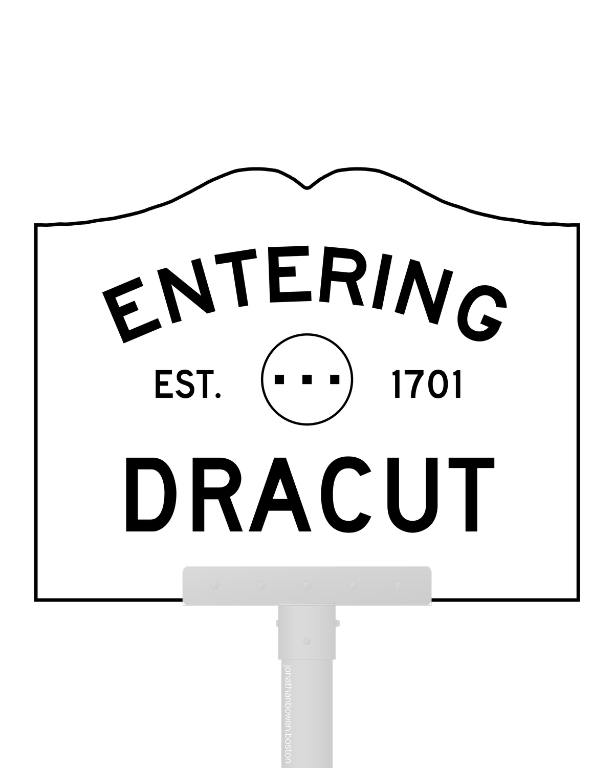 Dracut, Massachusetts, appears on a municipal entry sign marked EST. 1701.