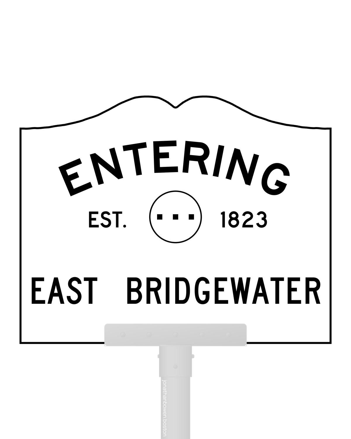 East Bridgewater, Massachusetts, appears on a municipal entry sign marked EST. 1823.