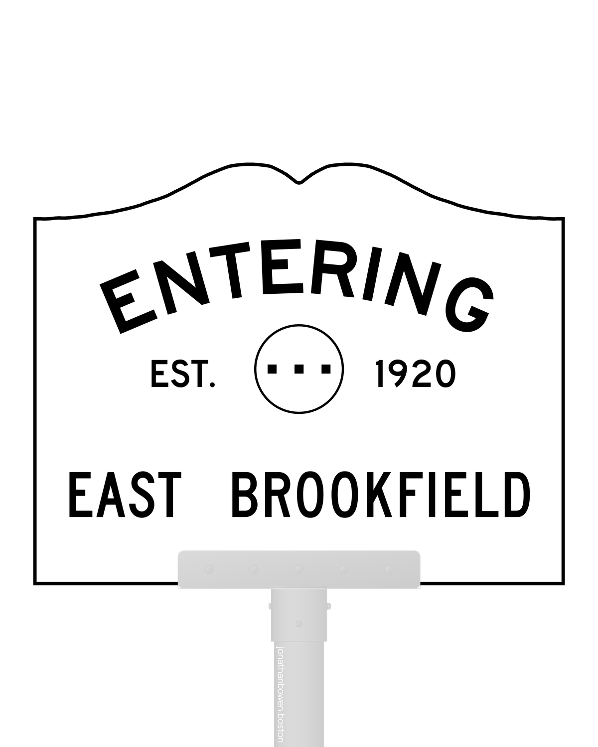 East Brookfield, Massachusetts, appears on a municipal entry sign marked EST. 1920.