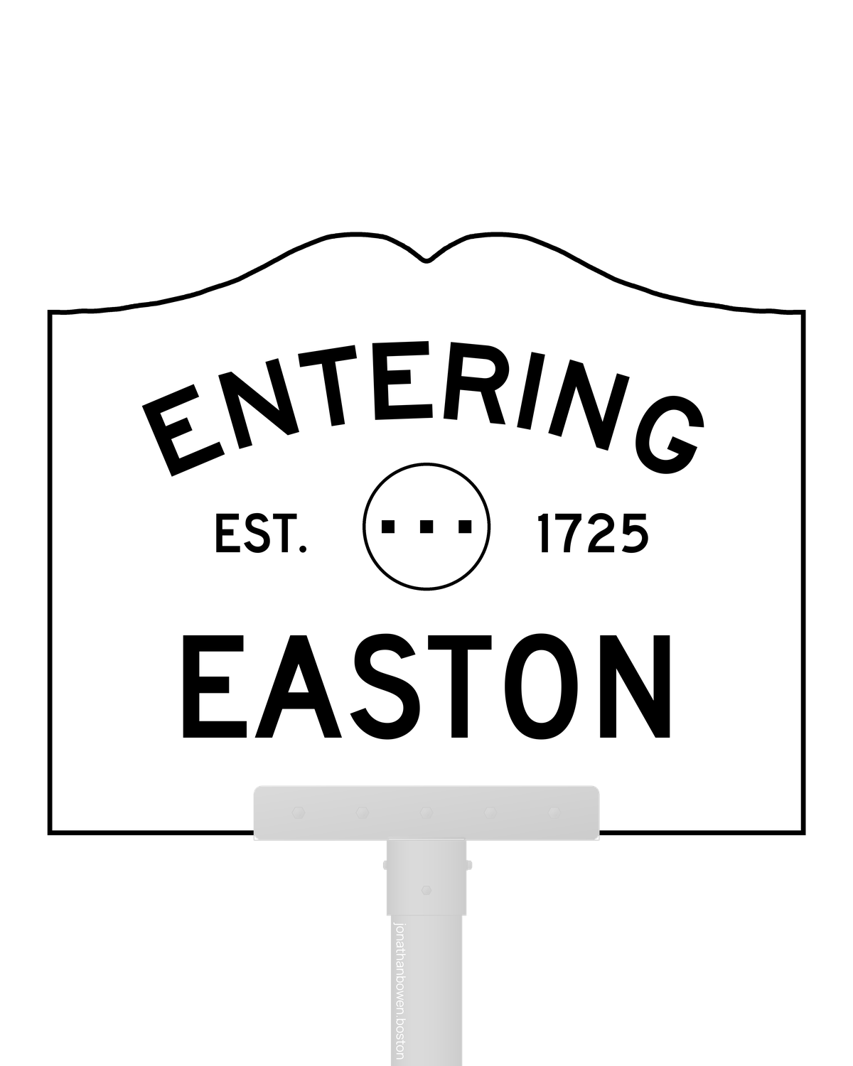Easton, Massachusetts, appears on a municipal entry sign marked EST. 1725.
