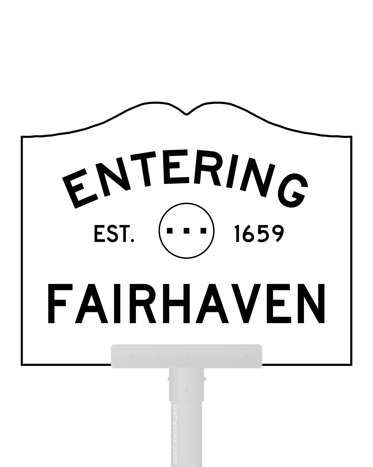 Fairhaven, Massachusetts, appears on a municipal entry sign marked EST. 1659.