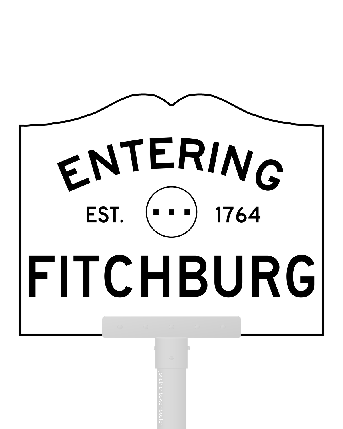Fitchburg, Massachusetts, appears on a municipal entry sign marked EST. 1764.