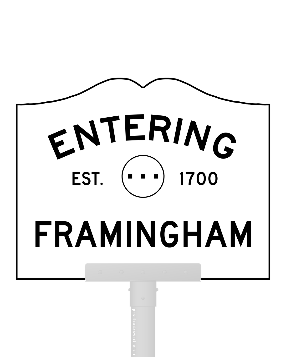 Framingham, Massachusetts, appears on a municipal entry sign marked EST. 1700.