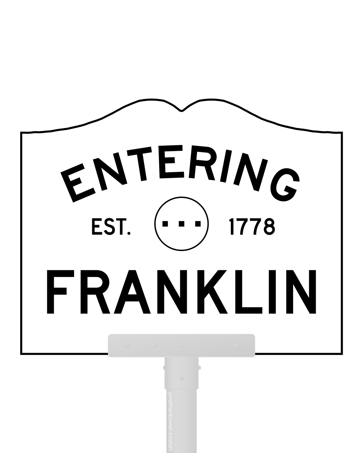 Franklin, Massachusetts, appears on a municipal entry sign marked EST. 1778.
