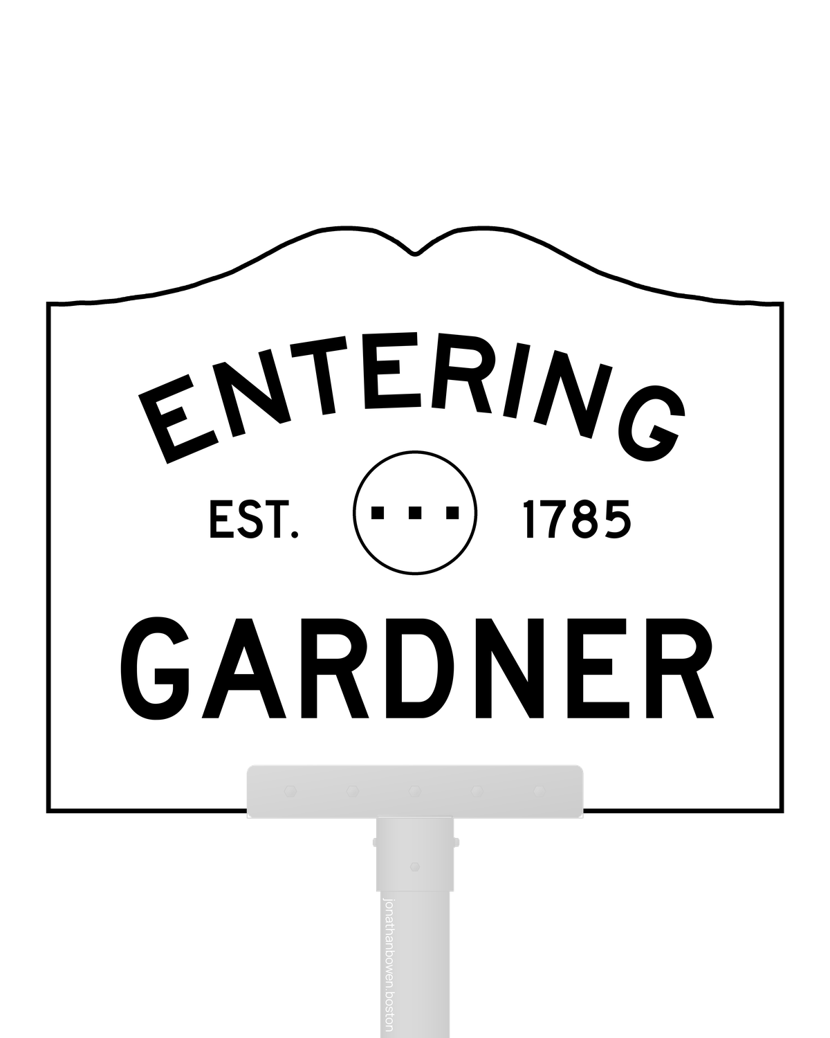Gardner, Massachusetts, appears on a municipal entry sign marked EST. 1785.