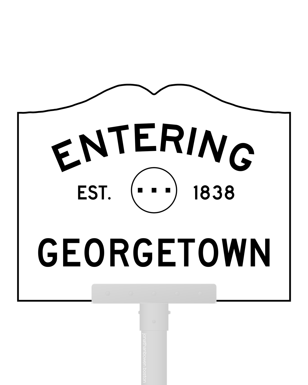 Georgetown, Massachusetts, appears on a municipal entry sign marked EST. 1838.