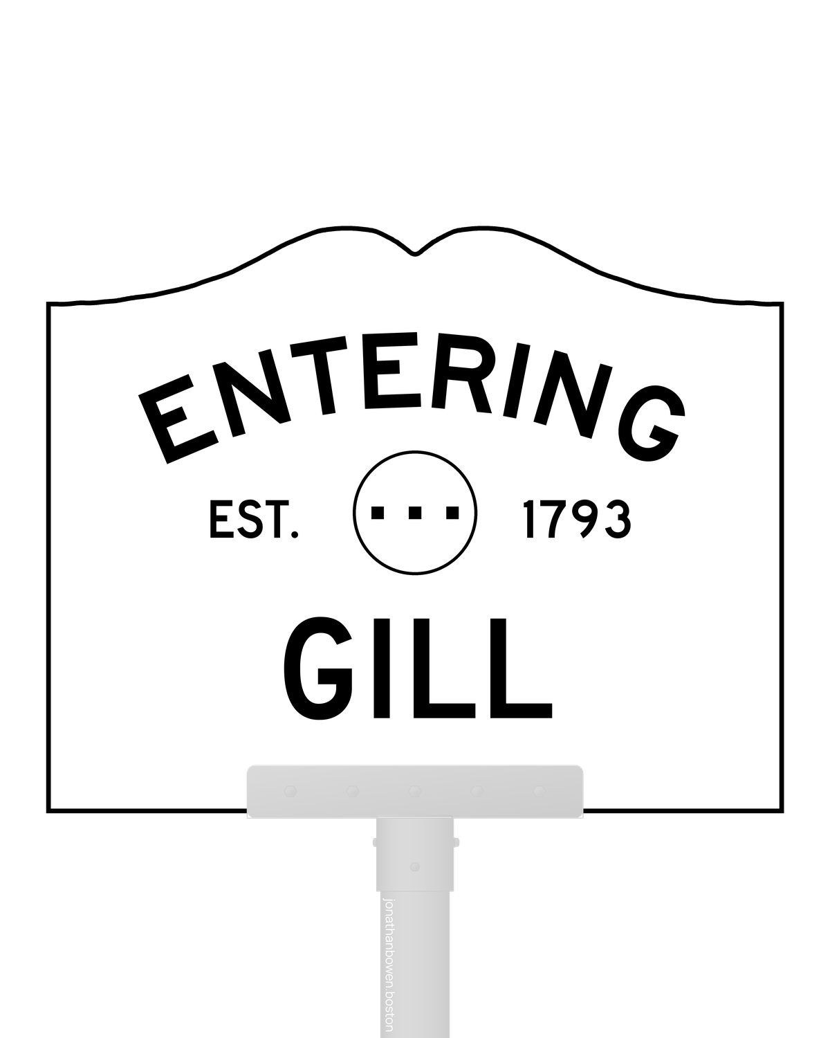 Gill, Massachusetts, appears on a municipal entry sign marked EST. 1793.