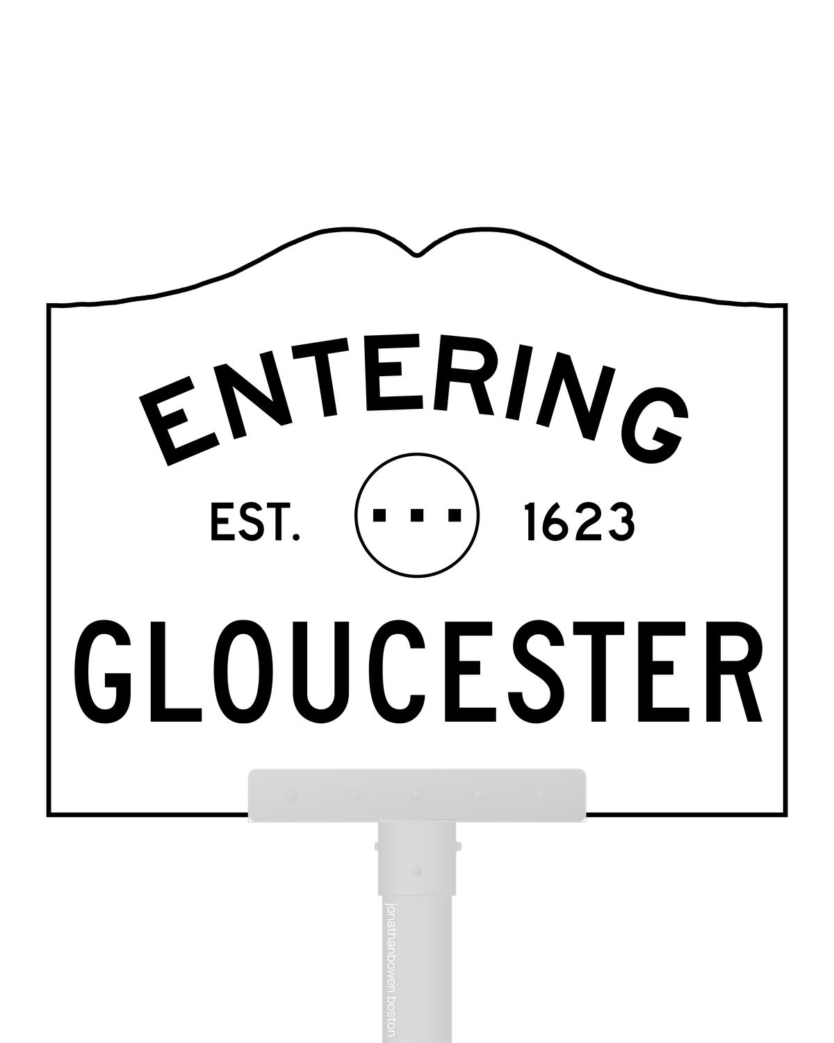 Gloucester, Massachusetts, appears on a municipal entry sign marked EST. 1623.