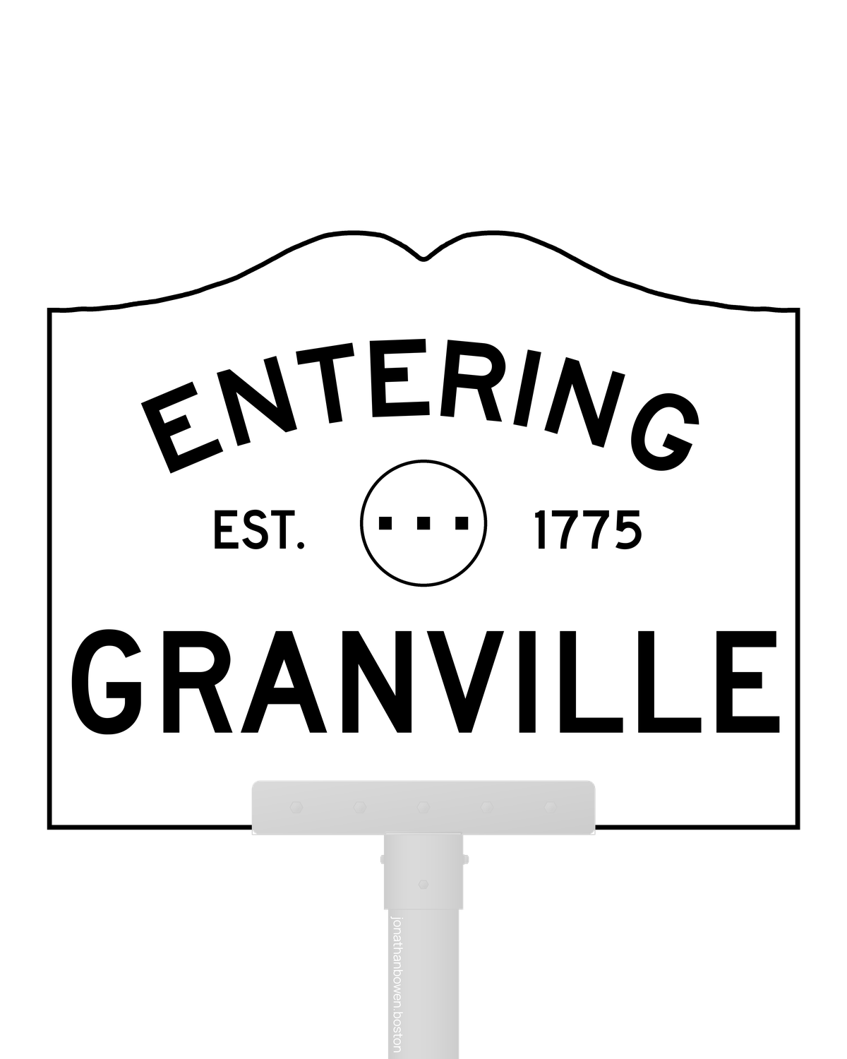 Granville, Massachusetts, appears on a municipal entry sign marked EST. 1775.