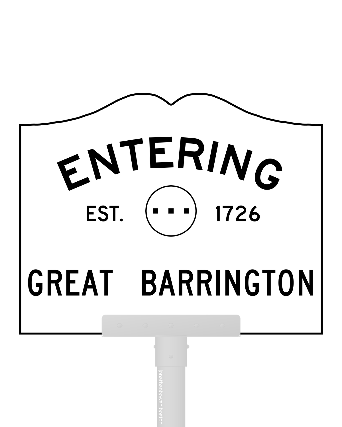 Great Barrington, Massachusetts, appears on a municipal entry sign marked EST. 1726.