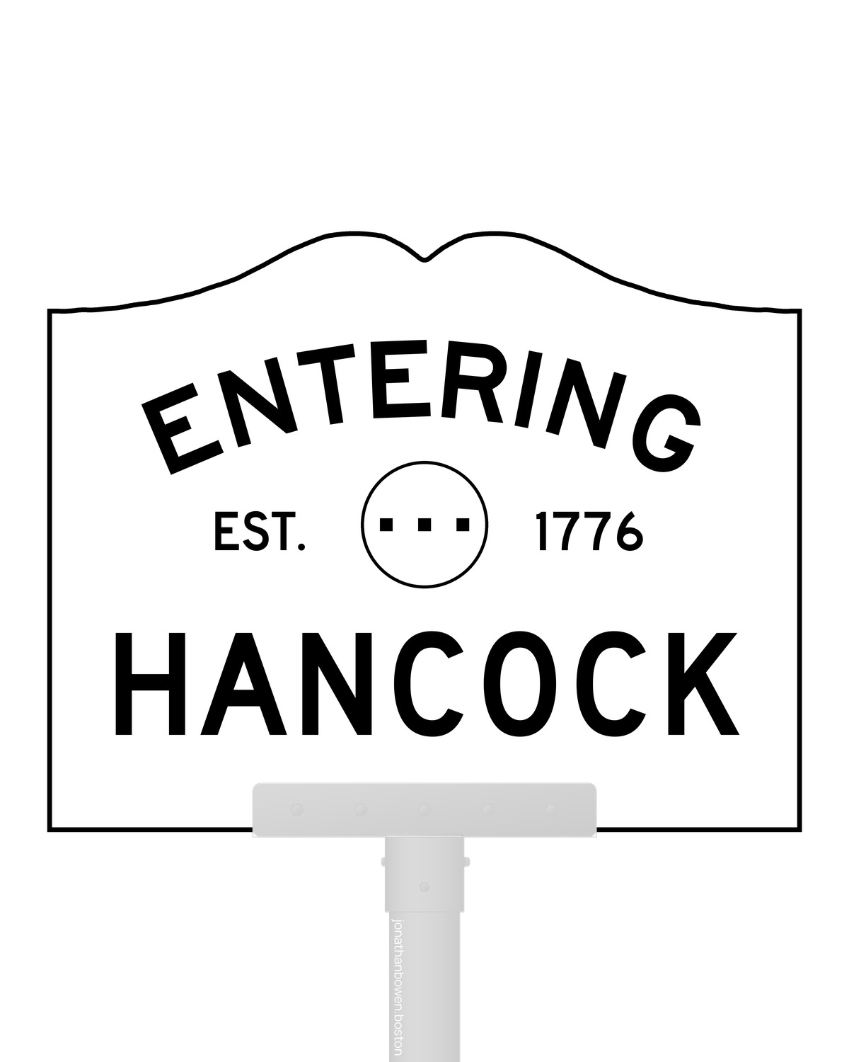 Hancock, Massachusetts, appears on a municipal entry sign marked EST. 1776.