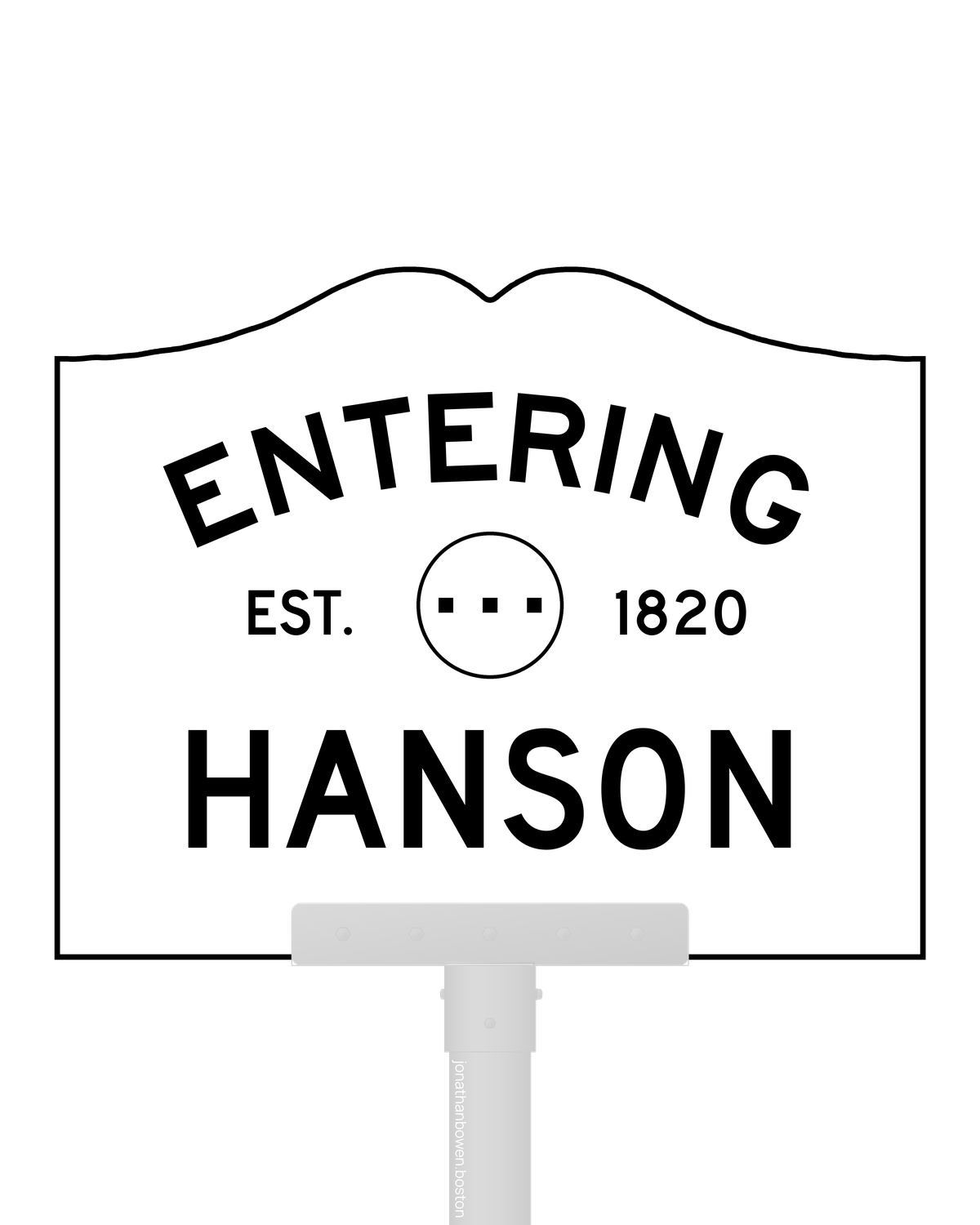 Hanson, Massachusetts, appears on a municipal entry sign marked EST. 1820.