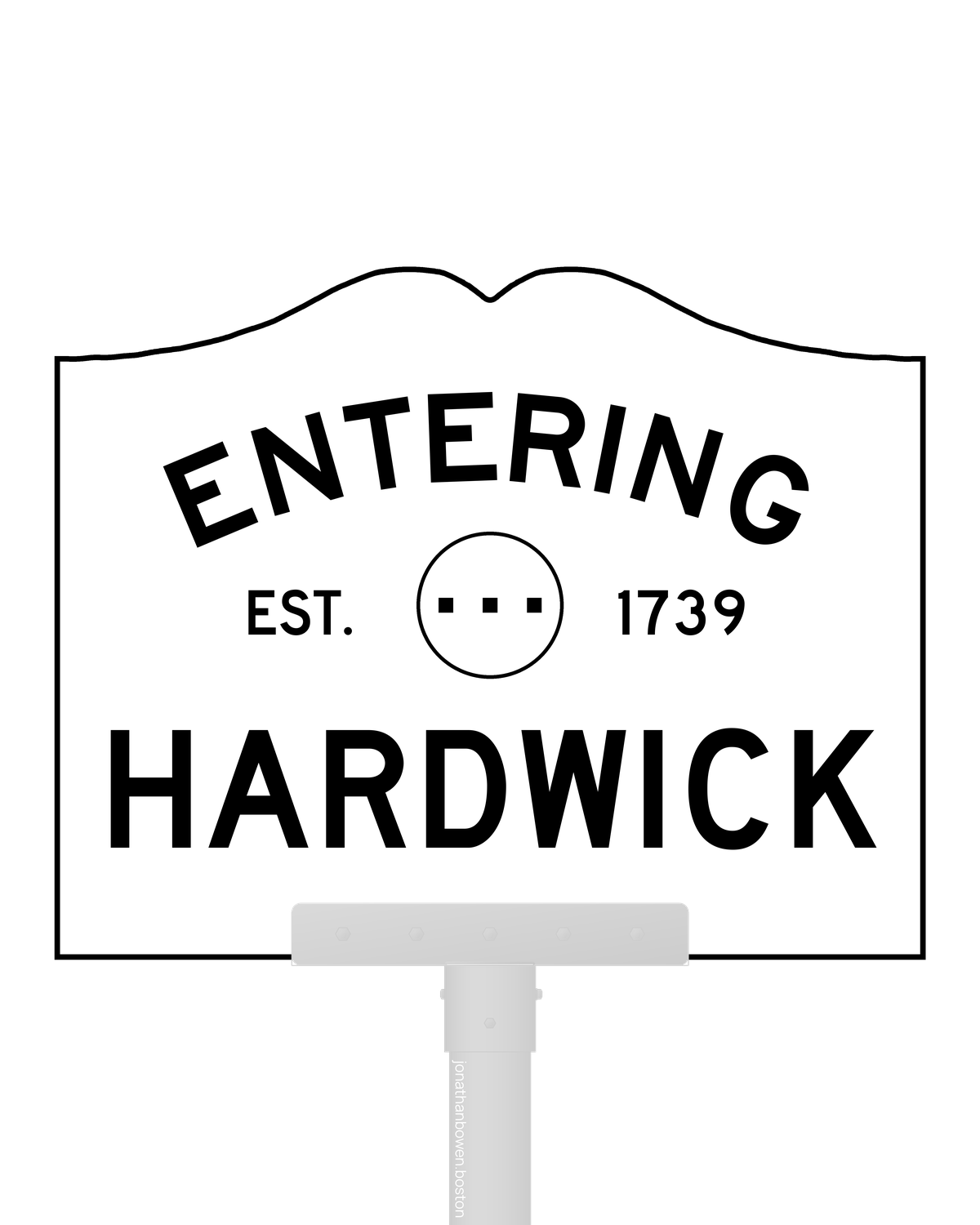 Hardwick, Massachusetts, appears on a municipal entry sign marked EST. 1739.