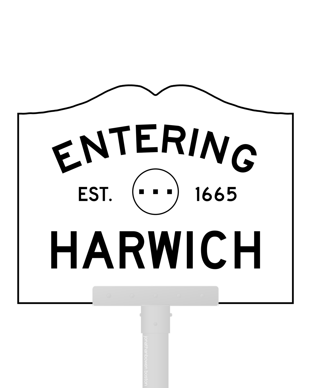 Harwich, Massachusetts, appears on a municipal entry sign marked EST. 1665.