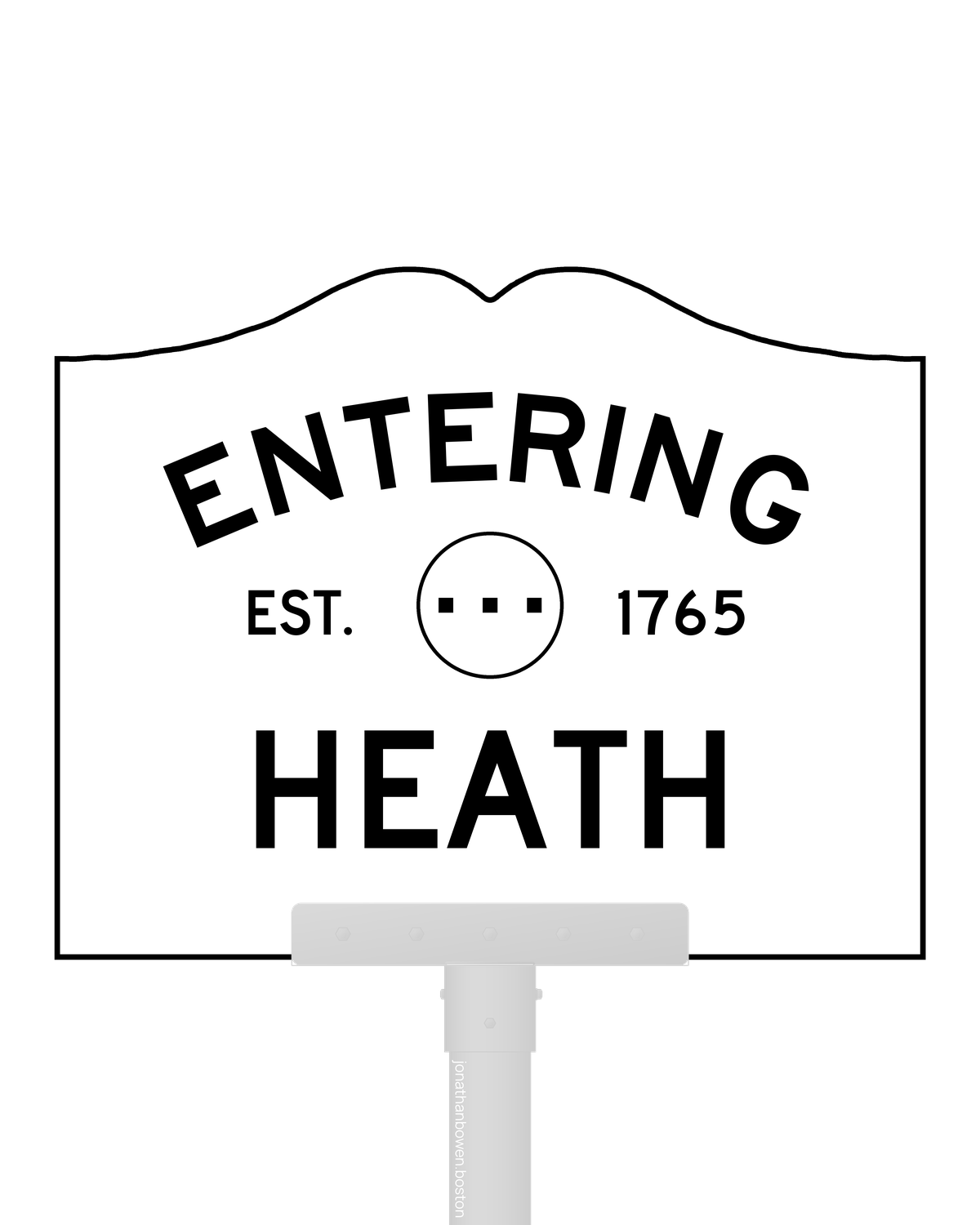Heath, Massachusetts, appears on a municipal entry sign marked EST. 1765.
