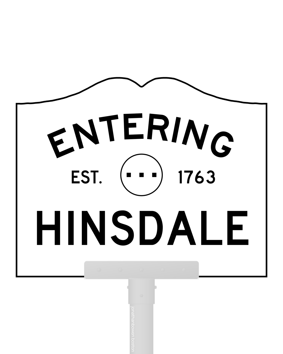 Hinsdale, Massachusetts, appears on a municipal entry sign marked EST. 1763.
