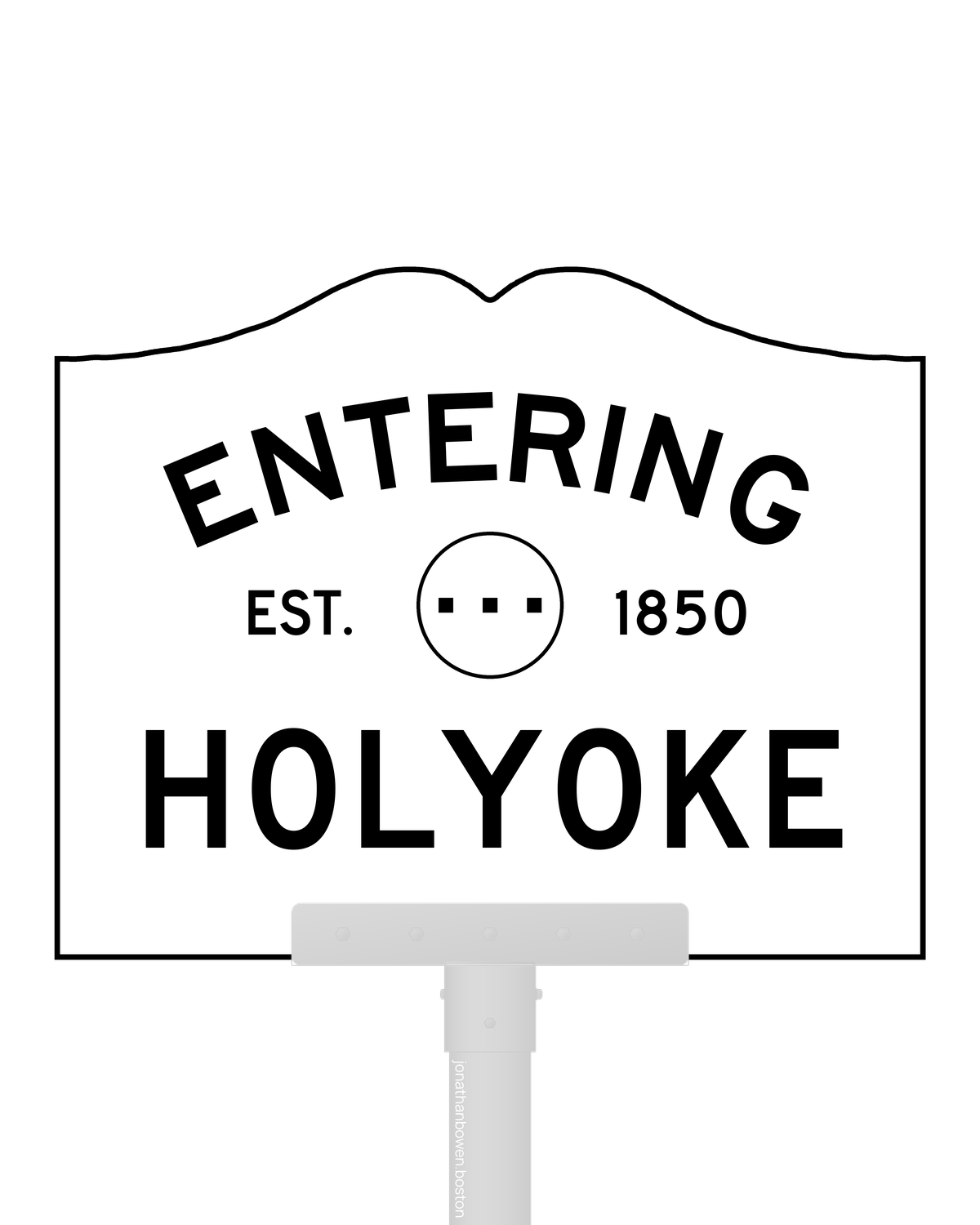 Holyoke, Massachusetts, appears on a municipal entry sign marked EST. 1850.