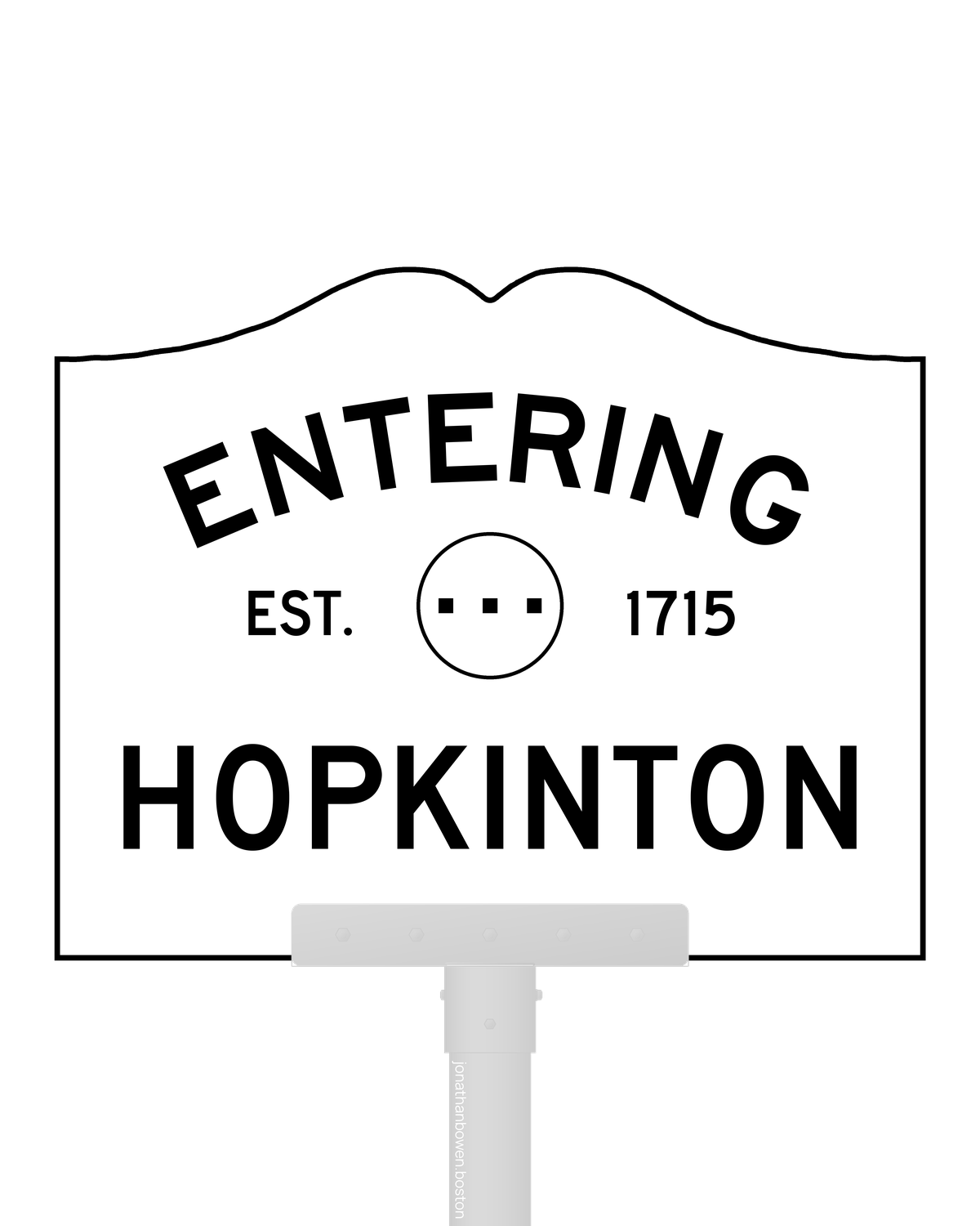 Hopkinton, Massachusetts, appears on a municipal entry sign marked EST. 1715.