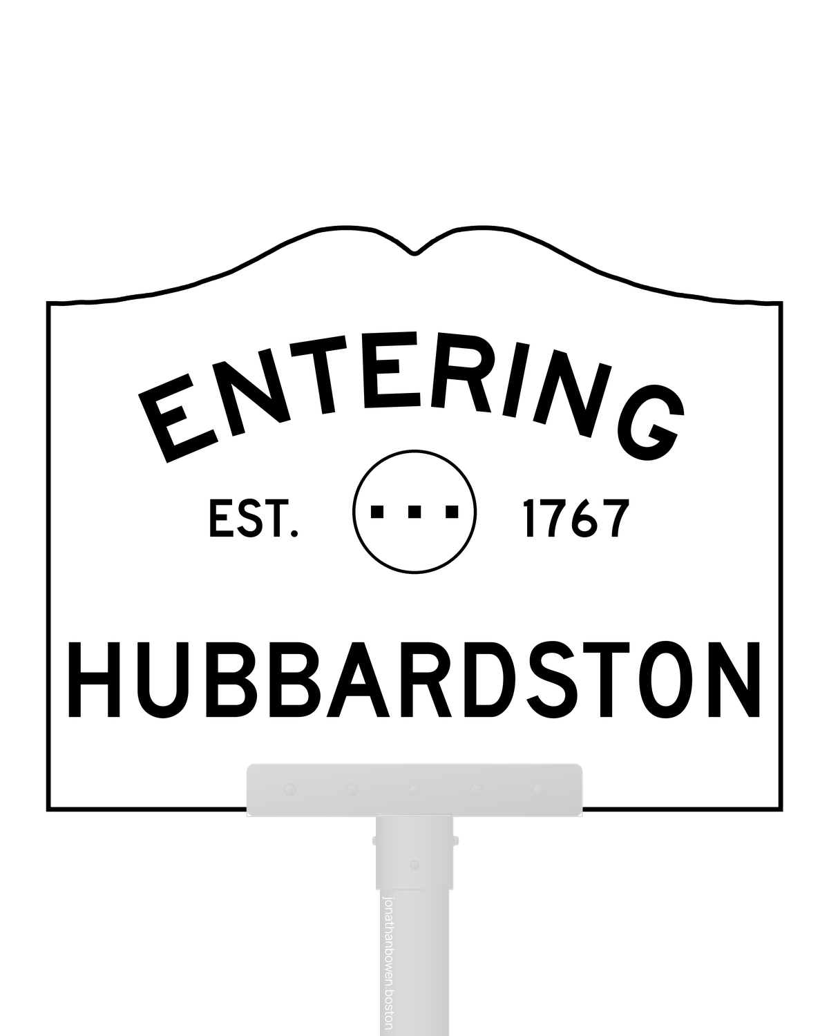 Hubbardston, Massachusetts, appears on a municipal entry sign marked EST. 1767.
