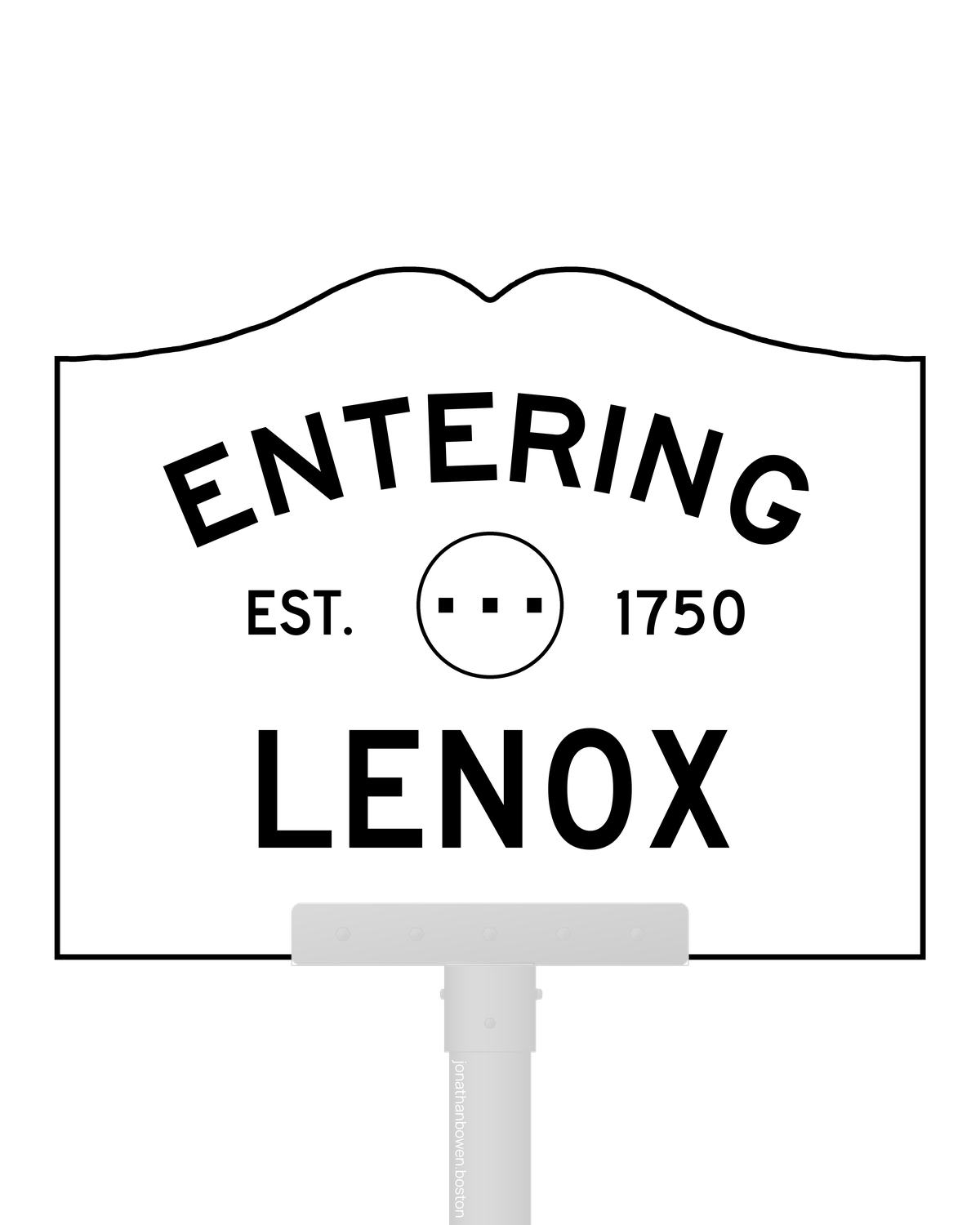 Lenox, Massachusetts, appears on a municipal entry sign marked EST. 1750.