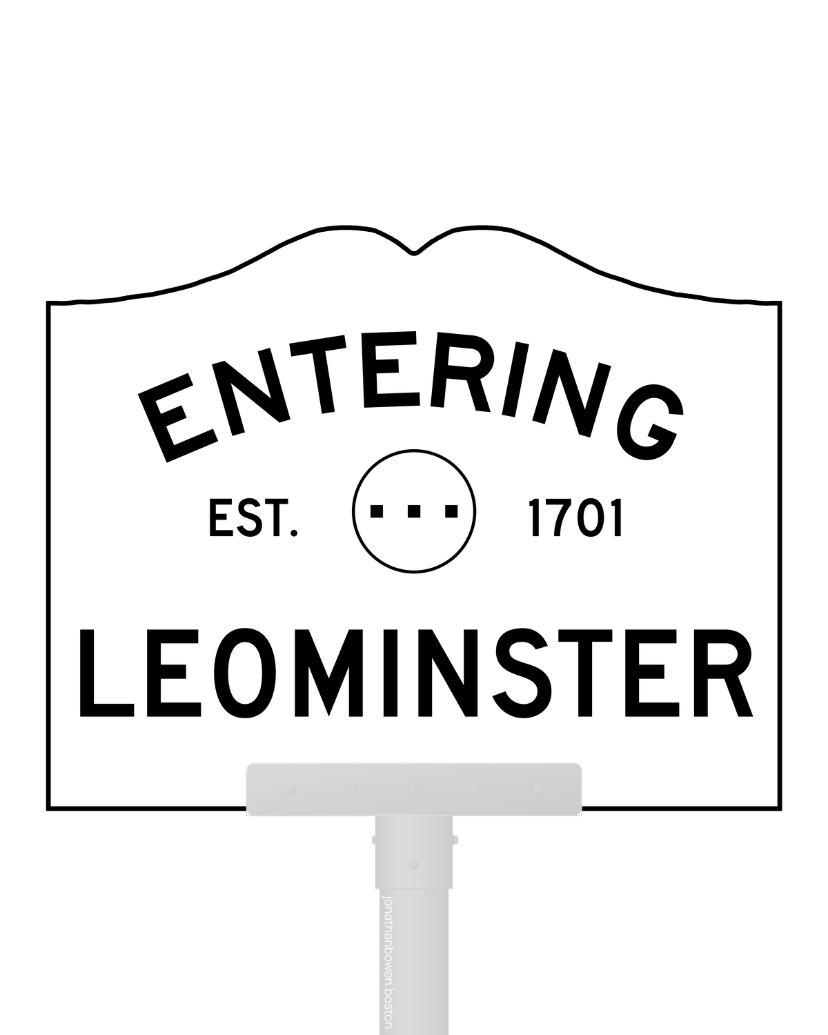 Leominster, Massachusetts, appears on a municipal entry sign marked EST. 1701.