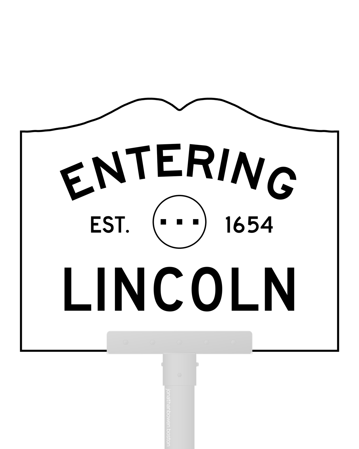 Lincoln, Massachusetts, appears on a municipal entry sign marked EST. 1654.