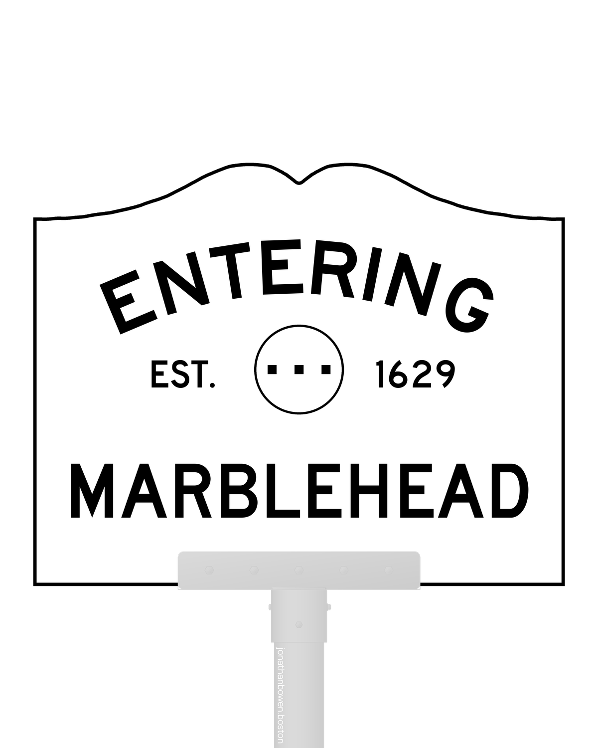Marblehead, Massachusetts, appears on a municipal entry sign marked EST. 1629.