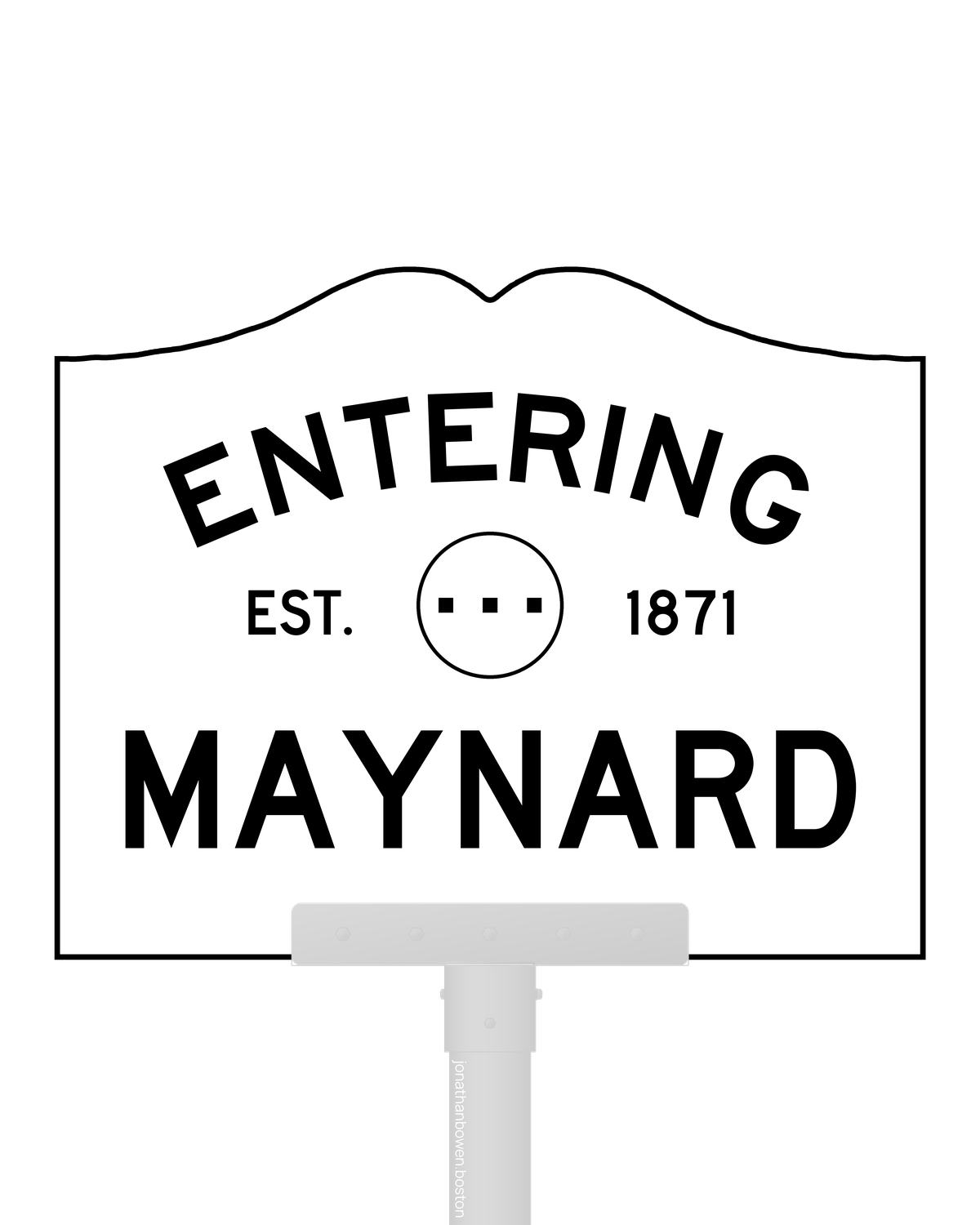 Maynard, Massachusetts, appears on a municipal entry sign marked EST. 1871.
