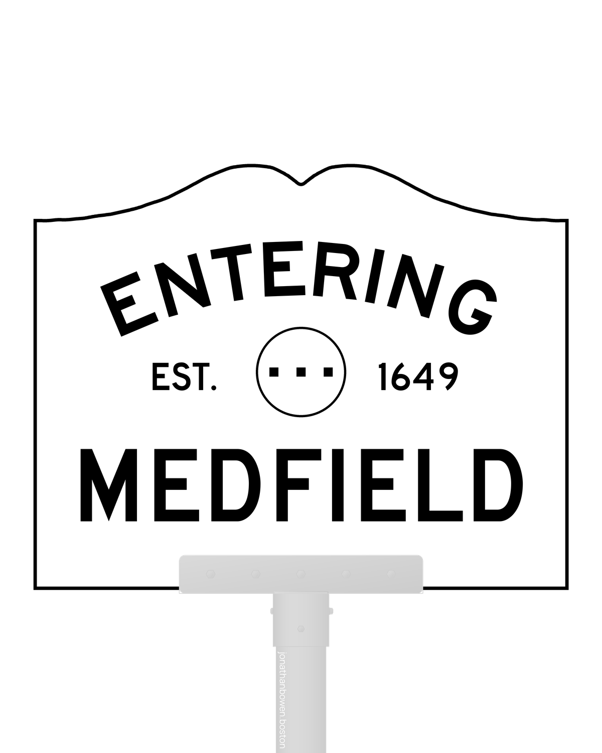 Medfield, Massachusetts, appears on a municipal entry sign marked EST. 1649.