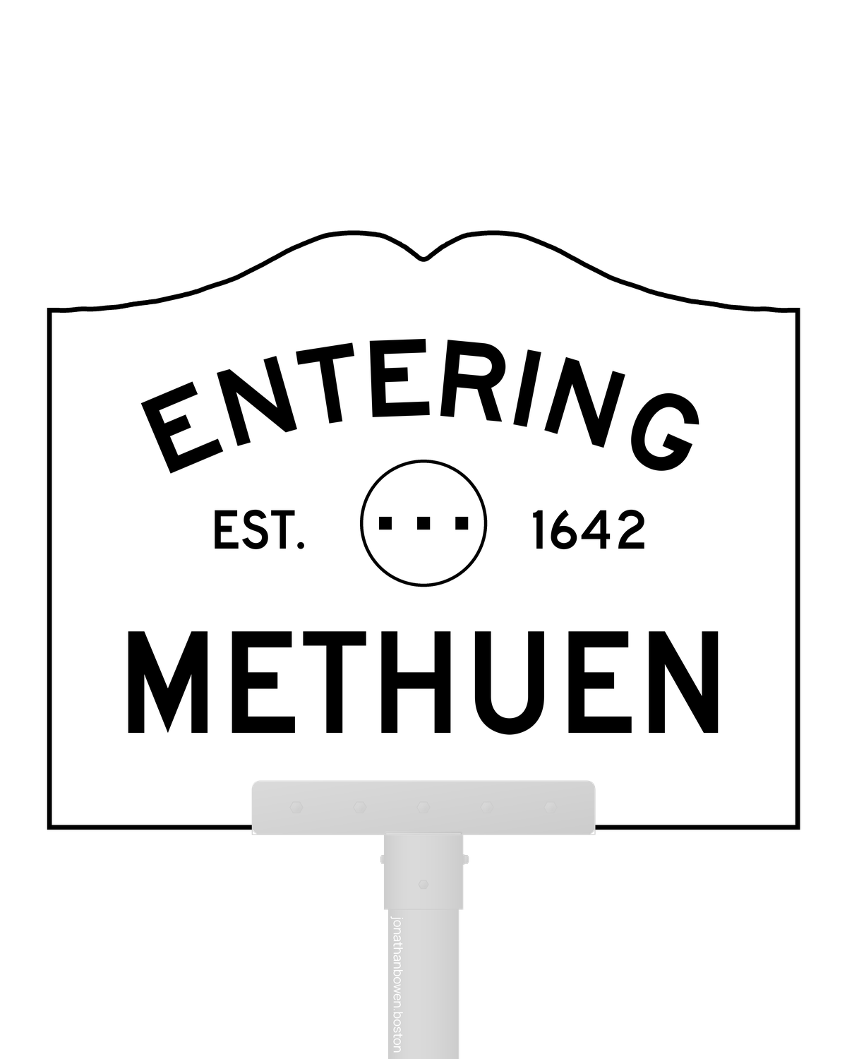 Methuen, Massachusetts, appears on a municipal entry sign marked EST. 1642.