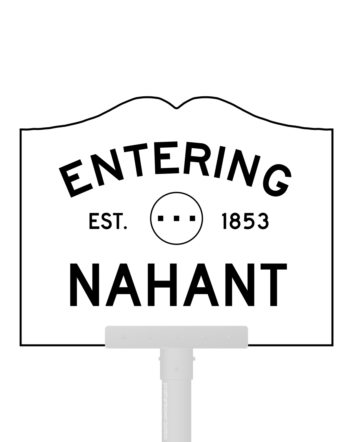 Nahant, Massachusetts, appears on a municipal entry sign marked EST. 1853.