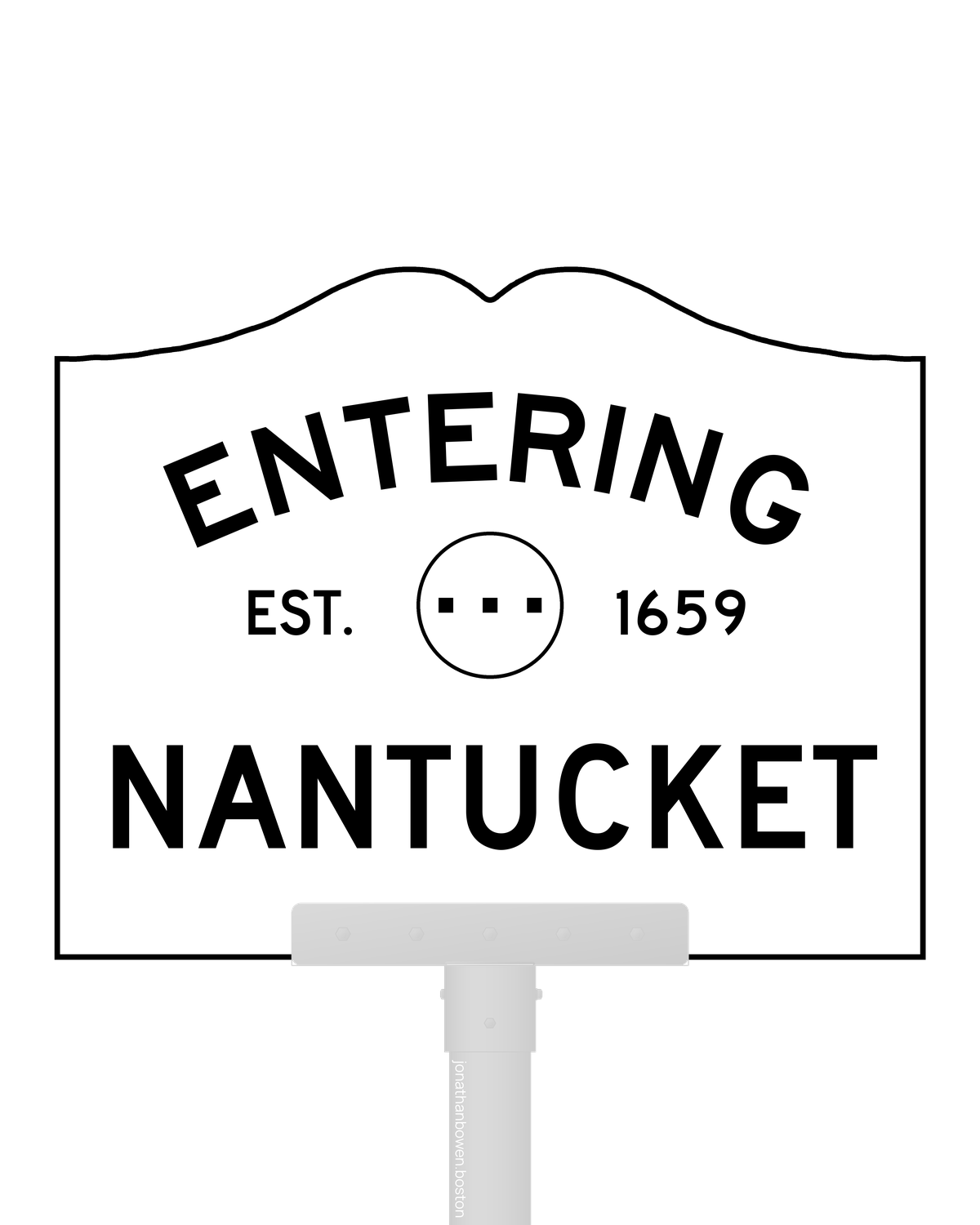 Nantucket, Massachusetts, appears on a municipal entry sign marked EST. 1659.